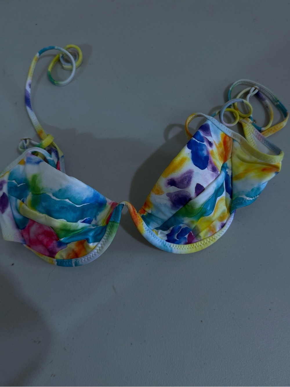 Heavy Manners Multicolor Watercolor Print Bikini Top